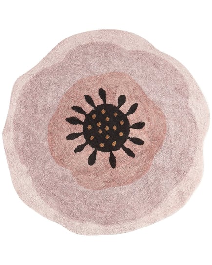 Dywan okrągły bawełniany ø 140 cm różowy KHARAT Beliani