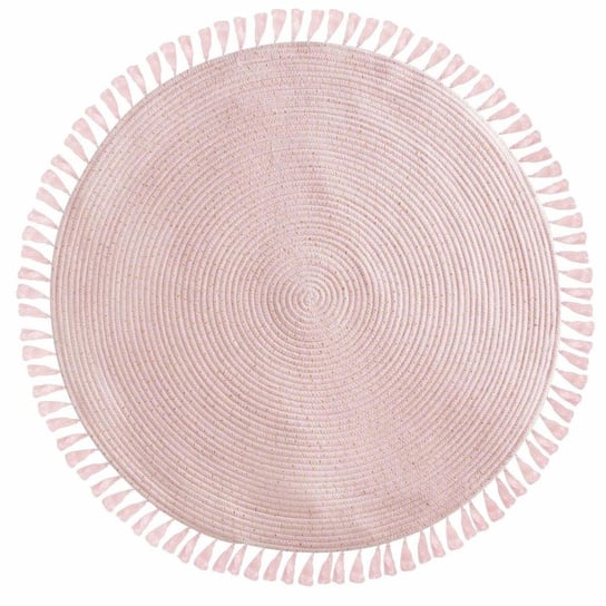 Dywan okrągły, dekoracyjny Lurex, Ø 90 cm z frędzlami, różowy Atmosphera