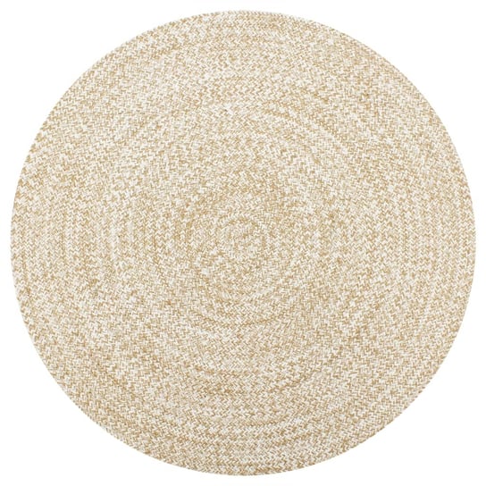 Dywan pleciony z juty vidaXL, okrągły, jasnobrązowo-biały, 120 cm vidaXL