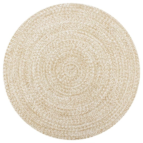 Dywan pleciony z juty vidaXL, okrągły, jasnobrązowo-biały, 150 cm vidaXL