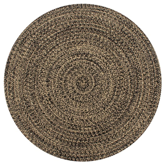Dywan pleciony z juty vidaXL, okrągły, jasnobrązowo-czarny, 120 cm vidaXL