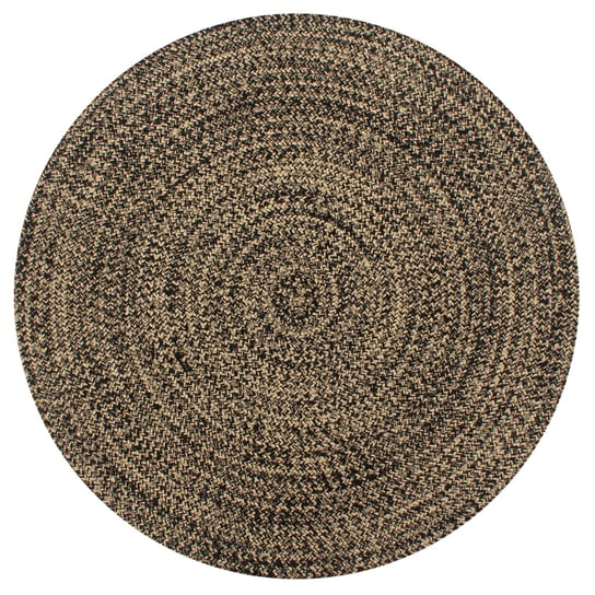 Dywan pleciony z juty vidaXL, okrągły, jasnobrązowo-czarny, 90 cm vidaXL