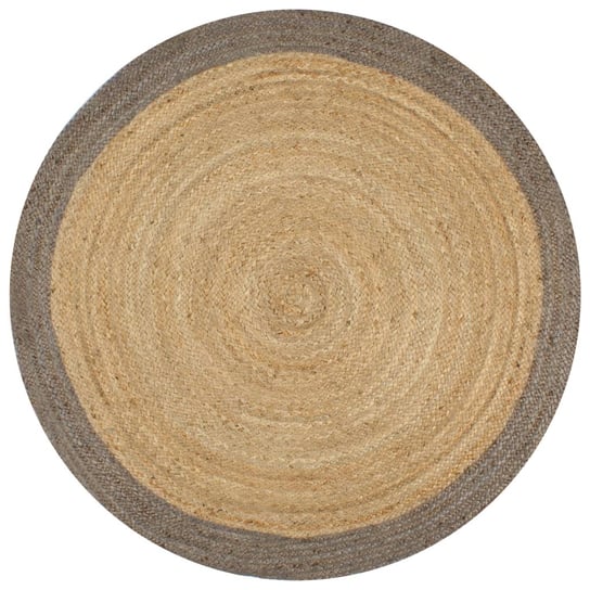 Dywan pleciony z juty vidaXL, okrągły, jasnobrązowo-szary, 120 cm vidaXL