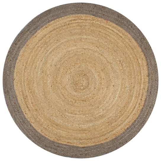 Dywan pleciony z juty vidaXL, okrągły, jasnobrązowo-szary, 90 cm vidaXL