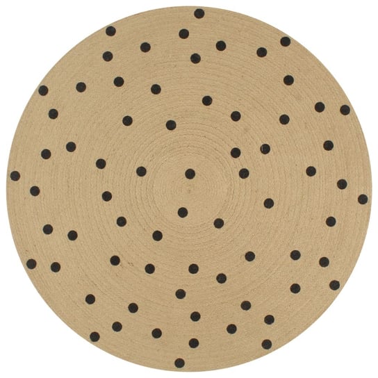 Dywan pleciony z juty vidaXL, okrągły, kropki, jasnobrązowo-czarny, 120 cm vidaXL
