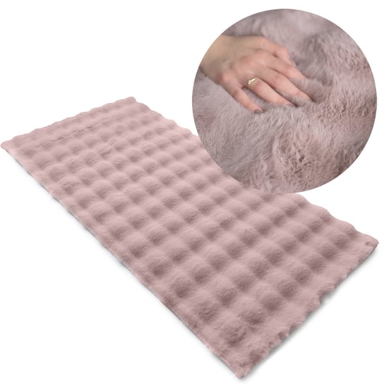 DYWAN RABBIT RÓŻOWY PUSZYSTY BUBBLE MIĘKKI 80x150CM PLUSZOWY FUTRO KRÓLIKA e-floor