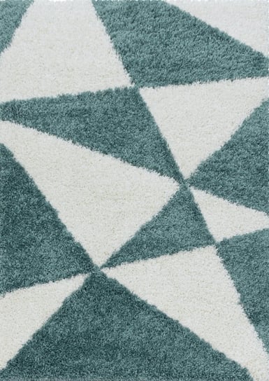Dywan shaggy, Tango, trójkąty, niebieski/kremowy, 80x150 cm Oaza Dywany