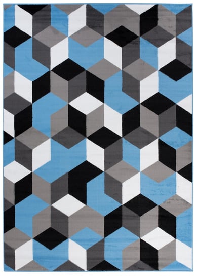 Dywan skandynawski, szary/niebieski/czarny, geometryczny, Q545A, Blue Maya PP EYM, 220x300 cm CARPETPOL