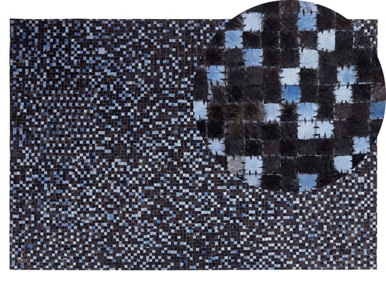 Dywan skórzany BELIANI Ikisu, ciemnobrązowo-niebieski, 140x200 cm Beliani