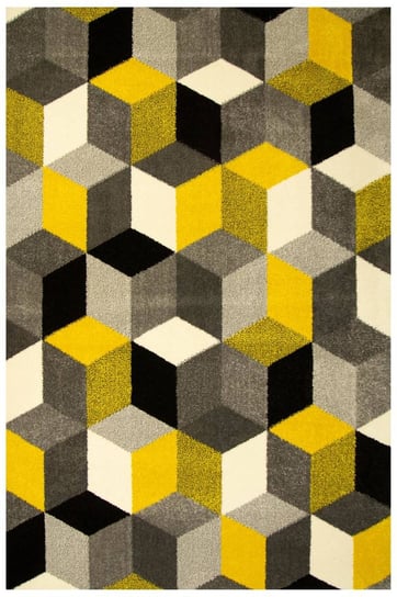 Dywan Sumatra szary żółty E219 grey/yellow Szary Żółty Krem Romby Cubes -140x190 cm Inna marka