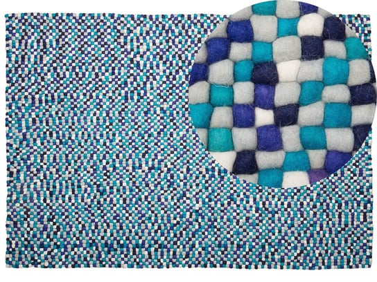 Dywan z filcowych kulek BELIANI Amdo, niebieski, 160x230 cm Beliani