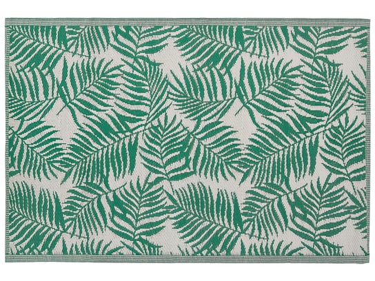 Dywan zewnętrzny BELIANI Kota, liście palmy, zielono-biały, 120x180 cm Beliani