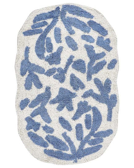 Dywanik łazienkowy bawełniany 60 x 90 cm niebieski DERIK Beliani