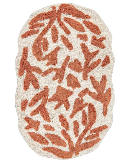Dywanik łazienkowy bawełniany 60 x 90 cm pomarańczowy DERIK Beliani