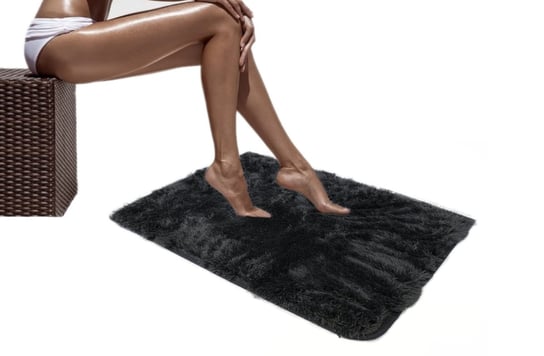Dywanik Łazienkowy Pluszowy Antypoślizgowy Czarny 40X60cm elSimone Carpets