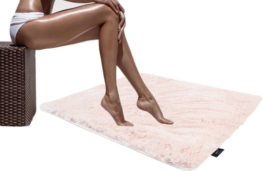 Dywanik Łazienkowy Pluszowy Antypoślizgowy Pudrowy 60x180cm elSimone Carpets