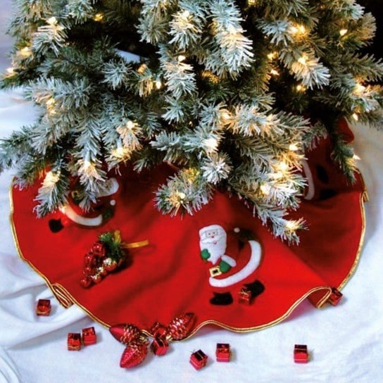 Dywanik pod choinkę z motywem świątecznym MIA HOME, czerwony, 90 cm MIA home