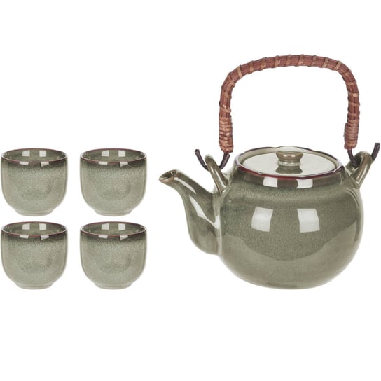 Dzbanek do herbaty 700 ml, ceramika, 4 kubki w zestawie EH Excellent Houseware