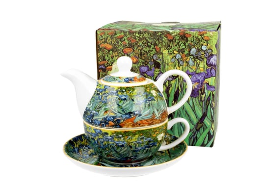 Dzbanek do herbaty porcelanowy z filiżanką i spodkiem DUO Irises Vincent Van Gogh 350 ml DUO Gift