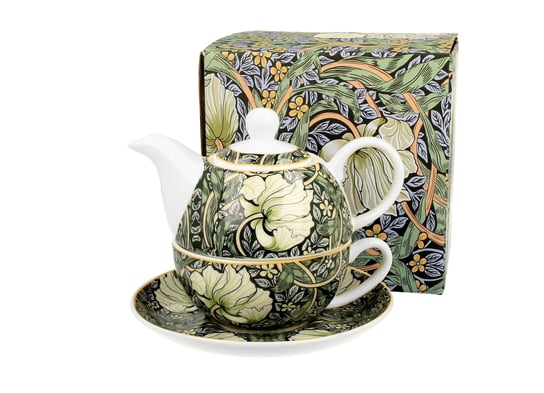 Dzbanek do herbaty porcelanowy z filiżanką i spodkiem DUO Pimpernel William Morris 350 ml DUO Gift