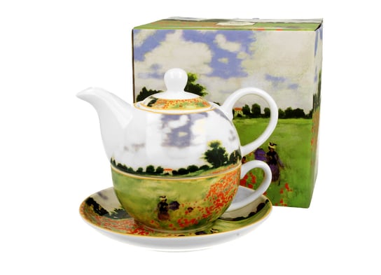 Dzbanek do herbaty porcelanowy z filiżanką i spodkiem DUO Poppy Field Claude Monet 350 ml DUO Gift