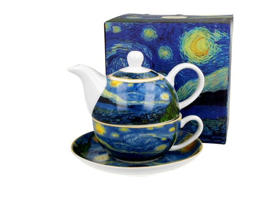 Dzbanek do herbaty porcelanowy z filiżanką i spodkiem DUO Starry Night Vincent Van Gogh 300 ml DUO Gift