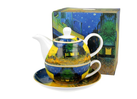 Dzbanek do herbaty porcelanowy z filiżanką i spodkiem DUO Terrace at Nigh Vincent Van Gogh 350 ml DUO Gift
