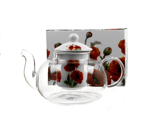 Dzbanek do herbaty, szklany  z zaparzaczem DUO CLASSIC POPPIES 1000 ml DUO Gift