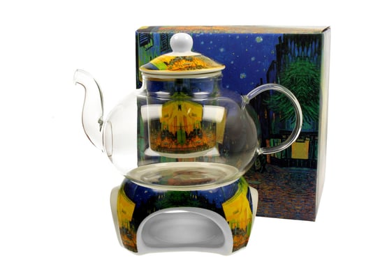 Dzbanek do herbaty szklany z zaparzaczem i podgrzewaczem DUO Terrace at Nigh Vincent Van Gogh 1000 ml DUO Gift