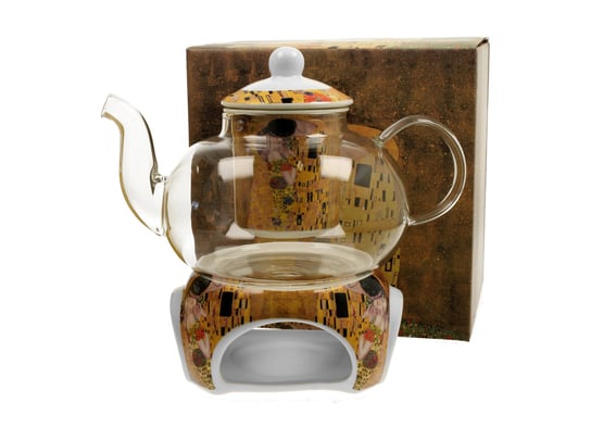 Dzbanek do herbaty szklany z zaparzaczem i podgrzewaczem DUO The Kiss Gustav Klimt 1000 ml DUO Gift