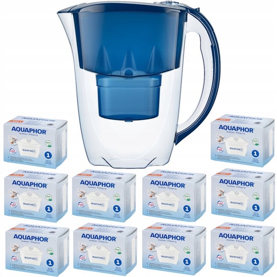 Dzbanek filtrujący Aquaphor Amethyst 2,8 l + 10 wkładów, niebieski AQUAPHOR