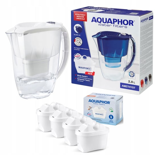 Dzbanek filtrujący Aquaphor Amethyst 2,8 l + 4 wkłady, biały AQUAPHOR