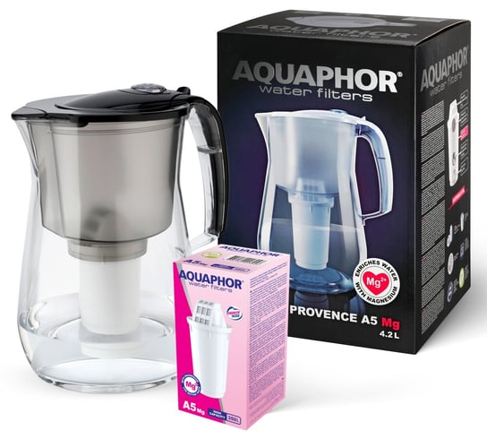 Dzbanek filtrujący AQUAPHOR Provence, czarny + wkład magnezowy A5 Mg, 4.2l AQUAPHOR