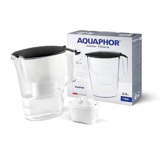 Dzbanek filtrujący Aquaphor Time 2,5 l z wkładem filtrującym B25 Maxfor czarny AQUAPHOR