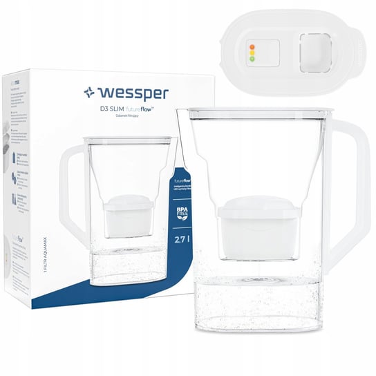 Dzbanek filtrujący do lodówki Wessper D3 Slim FutureFlow LED + 1x Filtr Wessper