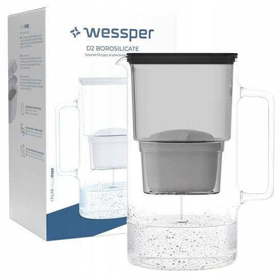 Dzbanek filtrujący szklany Wessper AquaMax 3,3l + 1x Filtr do wody Wessper