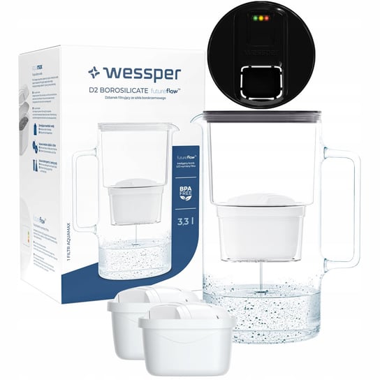Dzbanek filtrujący Wessper Aquamax 3,3l - Licznik LED + 3x Filtr do wody Wessper