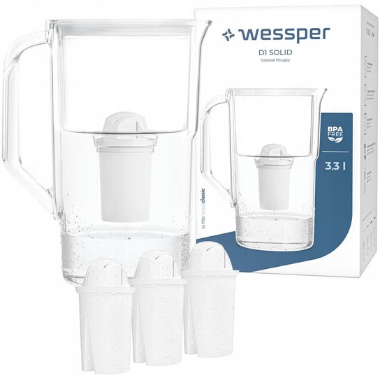 Dzbanek filtrujący Wessper D1 SOLID 3,3l biały + Wkład aquaclassic 4szt. Wessper
