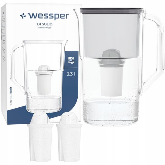 Dzbanek filtrujący Wessper D1 SOLID 3,3l + Filtr Wessper aquaclassic 3szt. Wessper