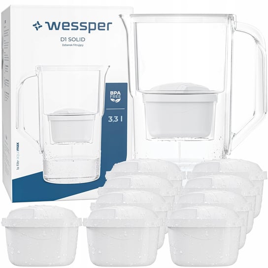Dzbanek filtrujący Wessper D1 SOLID 3,3l + Filtr wody Wessper aquamax 10szt Wessper