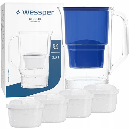 Dzbanek filtrujący Wessper D1 SOLID 3,3l + Filtr wody Wessper aquamax 5szt. Wessper