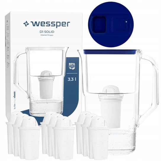 Dzbanek filtrujący Wessper D1 SOLID FutureFlow 3,3l + 10x filtr aquaclassic Wessper