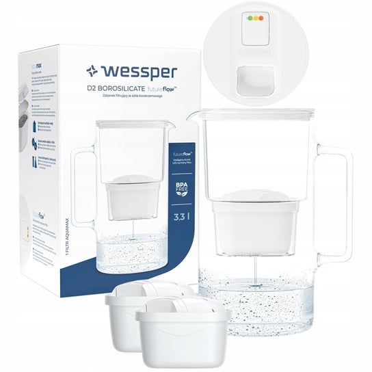 Dzbanek filtrujący Wessper FutureFlow Aquamax LED 3l + 3x Filtr do wody Wessper