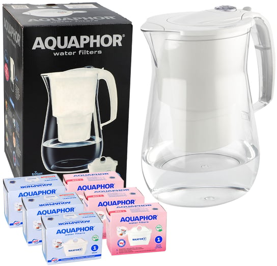 Dzbanek filtrujący wodę Aquaphor Onyx 4.2 L BIAŁY TRITAN + 6 Filtrów Wkładów MIX AQUAPHOR