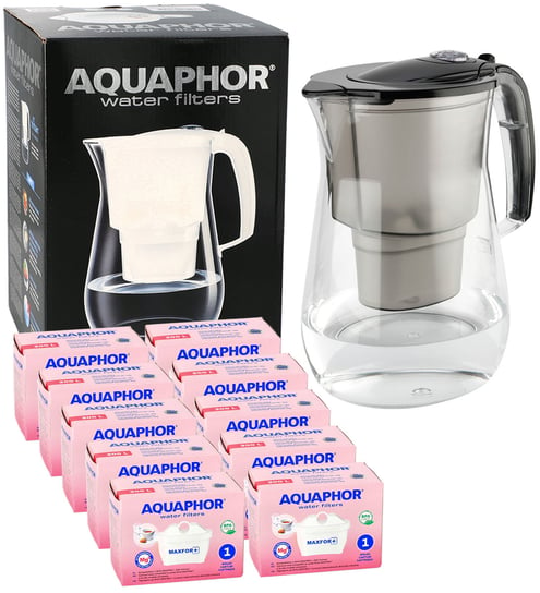 Dzbanek filtrujący wodę Aquaphor Onyx 4.2 L CZARNY TRITAN + 10 Filtrów Wkładów Magnezowych MG+ AQUAPHOR