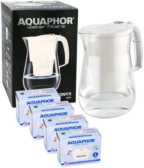 Dzbanek filtrujący wodę Aquaphor Onyx 4.2L BIAŁY TRITAN + 4 FILTRY wkłady AQUAPHOR