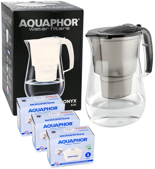 Dzbanek filtrujący wodę Aquaphor Onyx 4.2L CZARNY TRITAN + 3x Filtry Wkłady AQUAPHOR