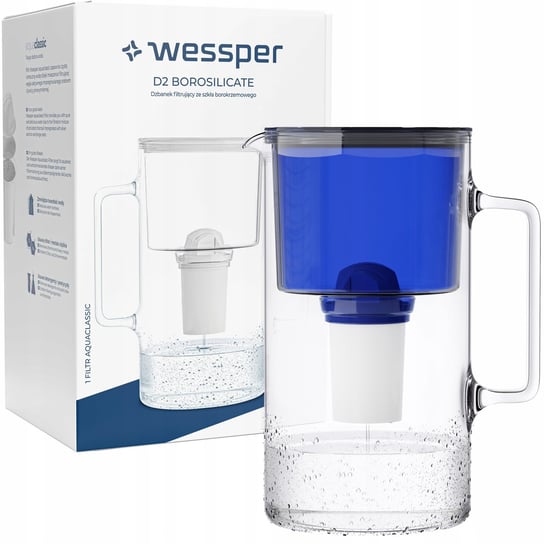 DZBANEK SZKLANY WESSPER D2 BOROSILICATE 3,3l + 1x Filtr Wessper aquaclassic Wessper