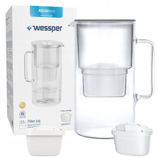 DZBANEK SZKLANY WESSPER D2 BOROSILICATE 3,3l + 2x FILTR WKŁAD WODY WESSPER Wessper