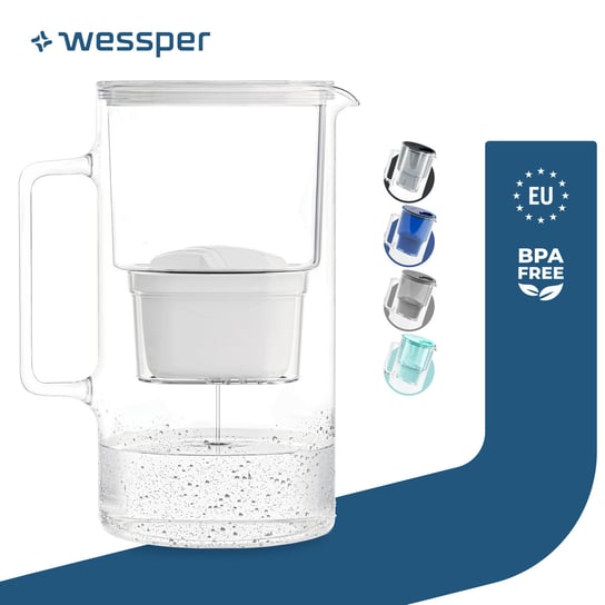 Dzbanek szklany wessper d2 borosilicate 3l + 1x filtr wkład wody wessper Wessper